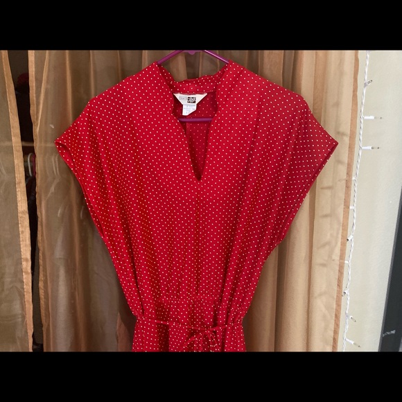 Vintage Midi Red Polka Dot Dress - Picture 2 of 3